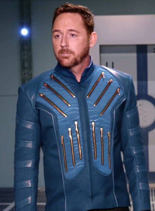 Harpoon Lt. Gordon Malloy Inspired Blue Leather Jacket - The Orville Style