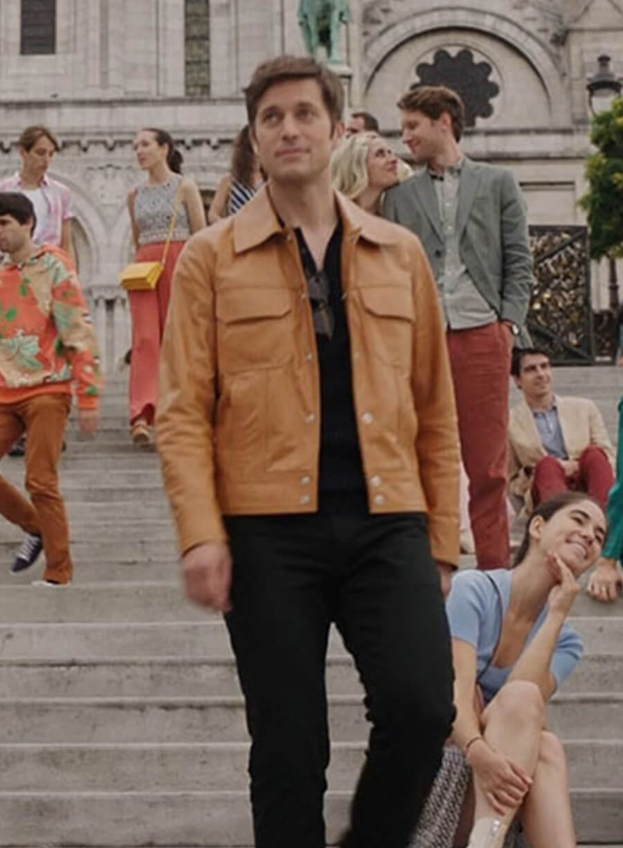 Harpoon Gabriel Inspired Brown Leather Jacket - Emily In Paris TV Series Style