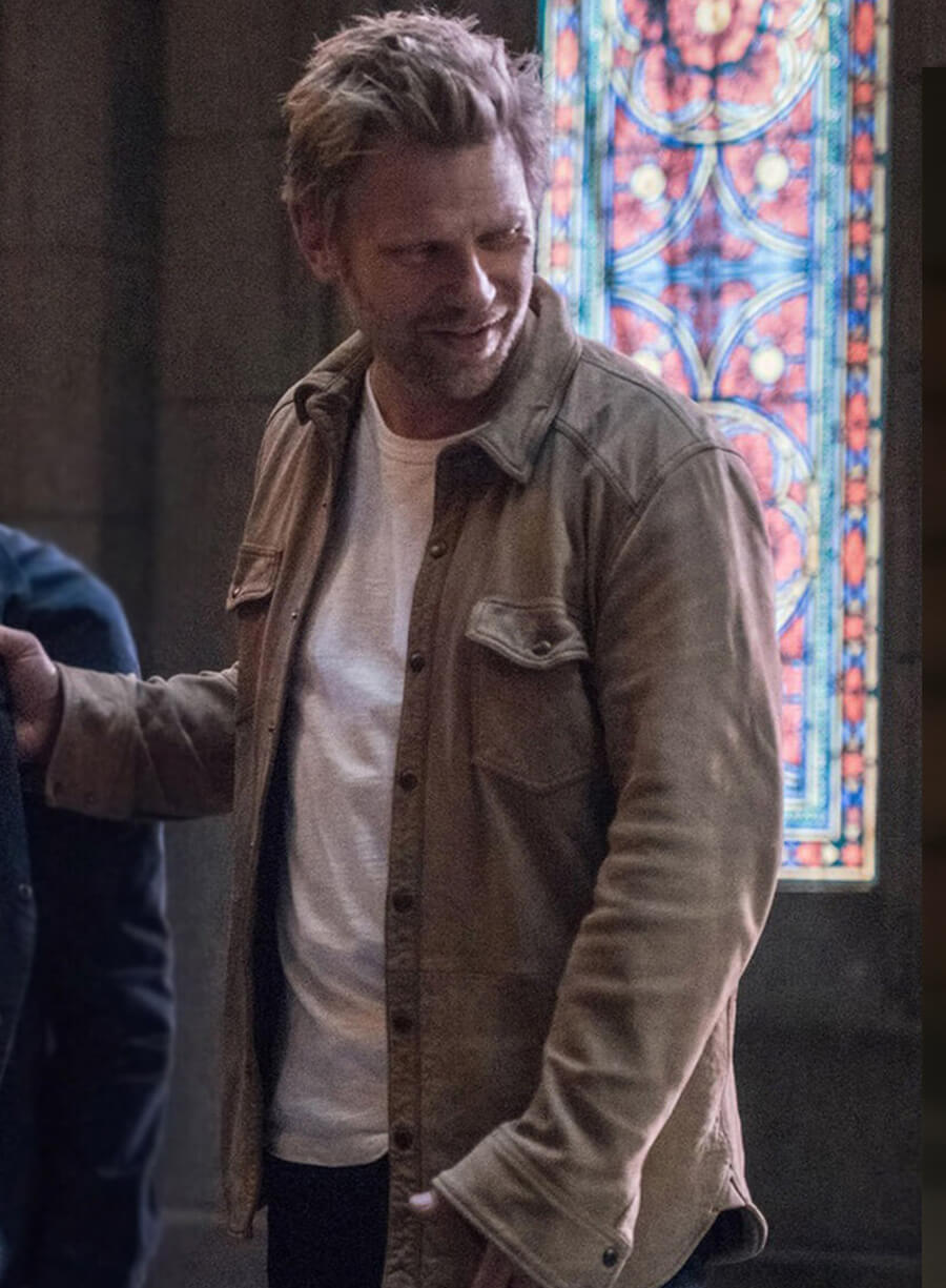Harpoon Lucifer Inspired Beige Suede Leather Leather Jacket - Supernatural Tv Series Style
