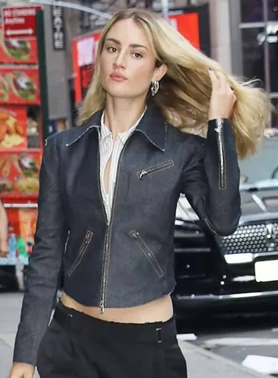 Harpoon Lucy Albright Inspired Blue Leather Jacket - Tell Me Lies Style