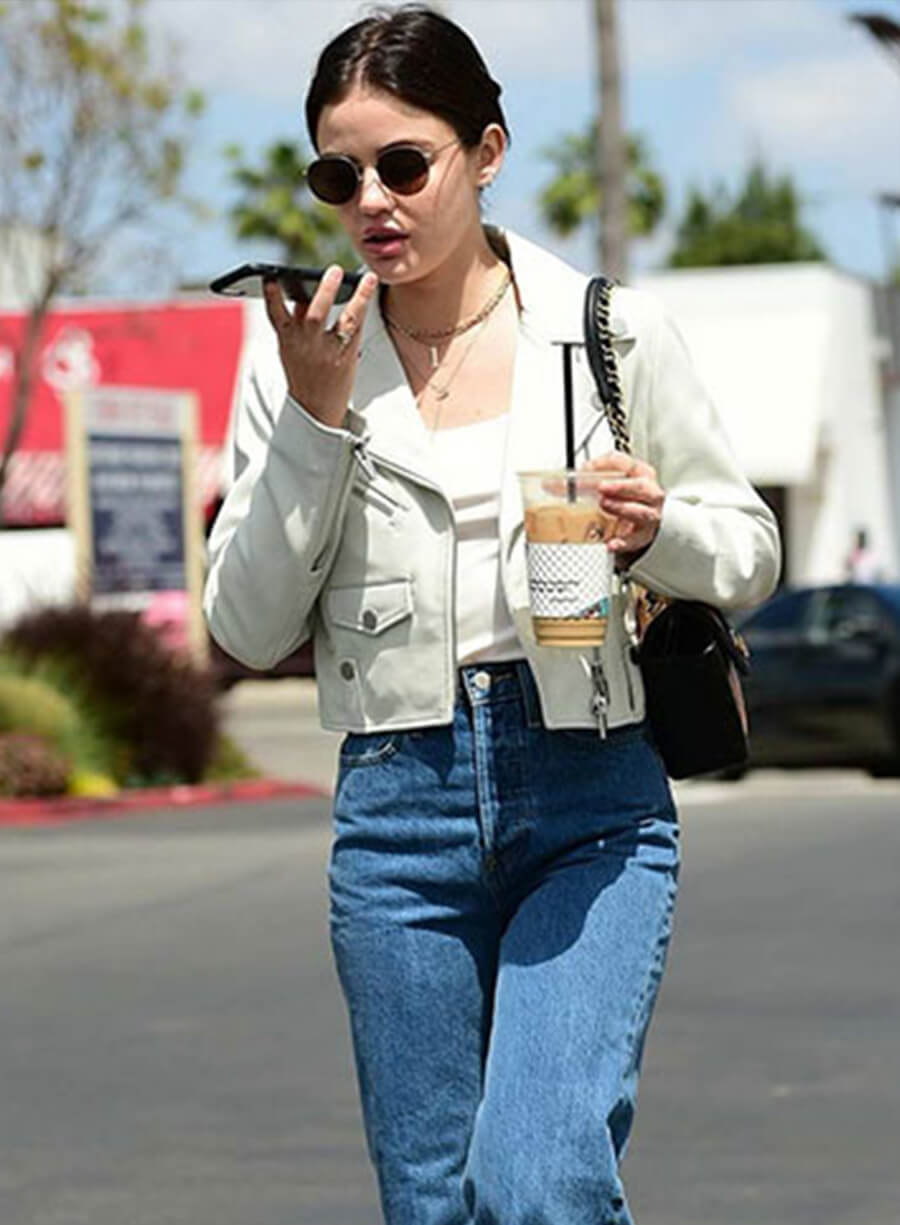 Harpoon Lucy Hale Inspired White Biker Jacket