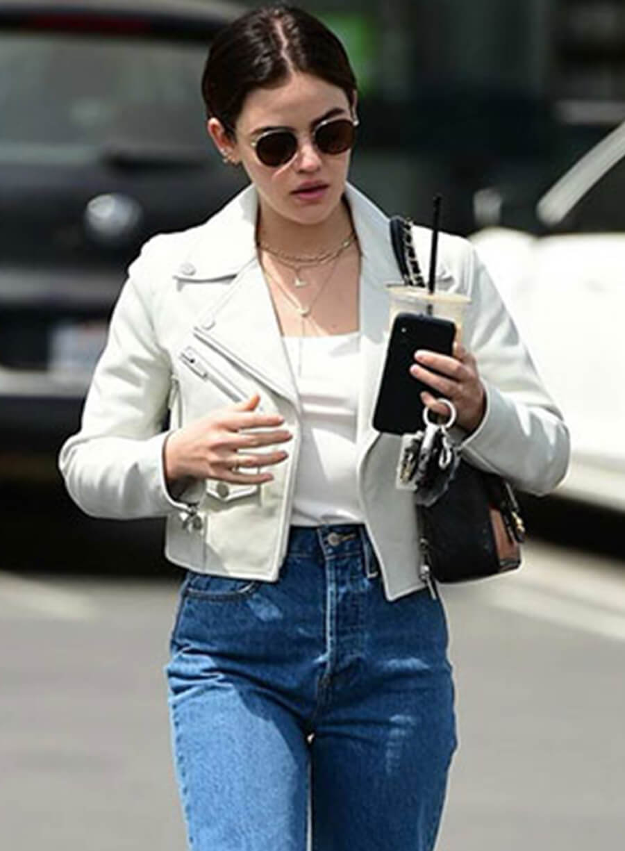 Harpoon Lucy Hale Inspired White Biker Jacket