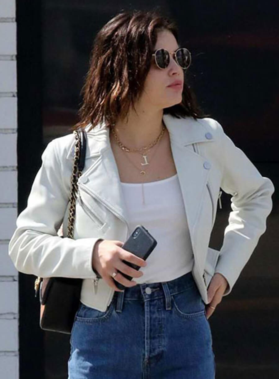 Harpoon Lucy Hale Inspired White Biker Jacket