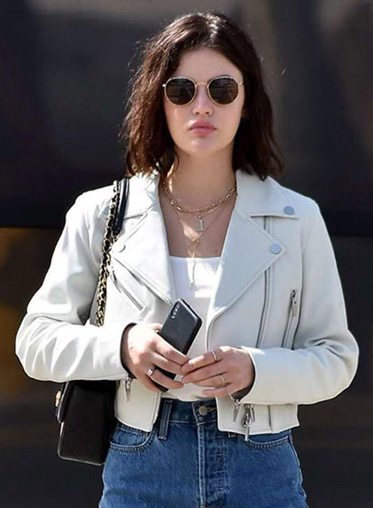 Harpoon Lucy Hale Inspired White Biker Jacket