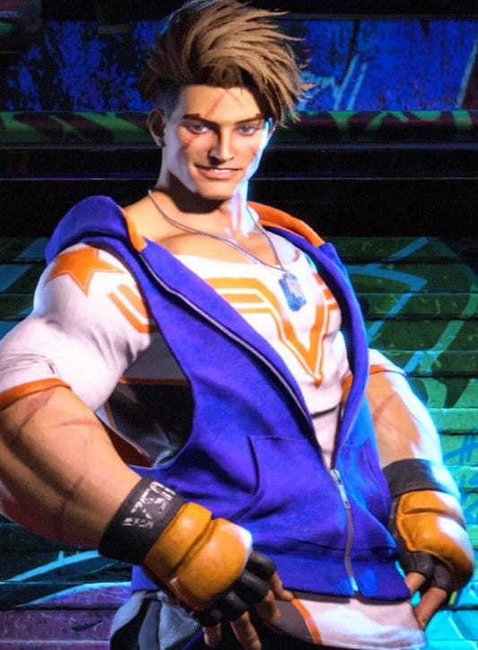 Harpoon Luke Inspired Blue Hooded Jacket - Street Fighter 6 Style