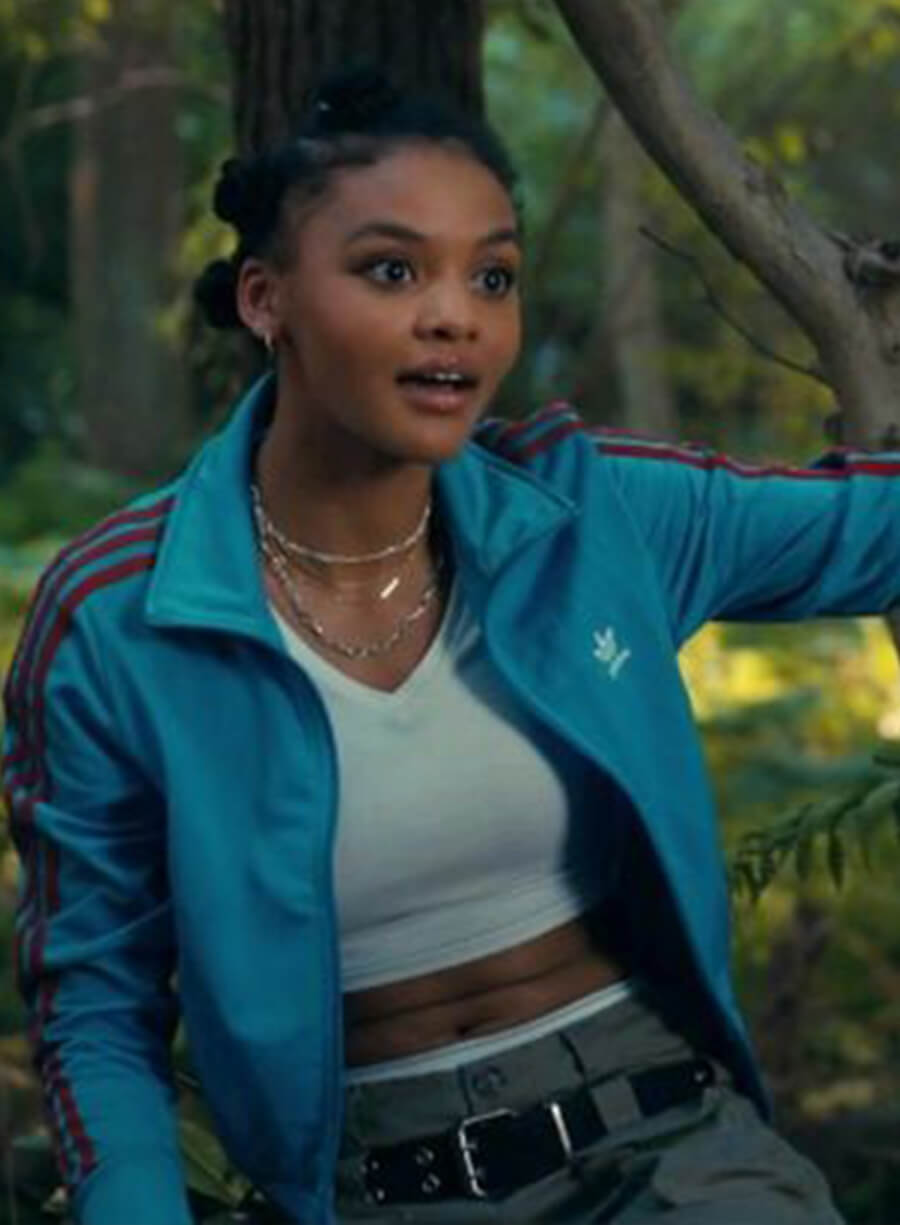 Harpoon Mattie Franklin Inspired Blue Leather Jacket - Madame Web 2024 Style