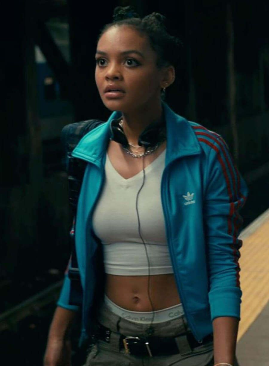 Harpoon Mattie Franklin Inspired Blue Leather Jacket - Madame Web 2024 Style