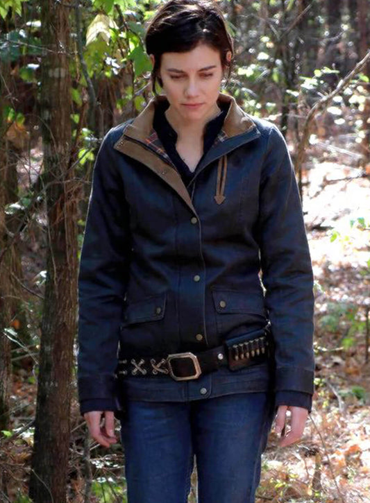 Harpoon Maggie Greene Inspired Blue Leather Jacket - The Walking Dead Series Style