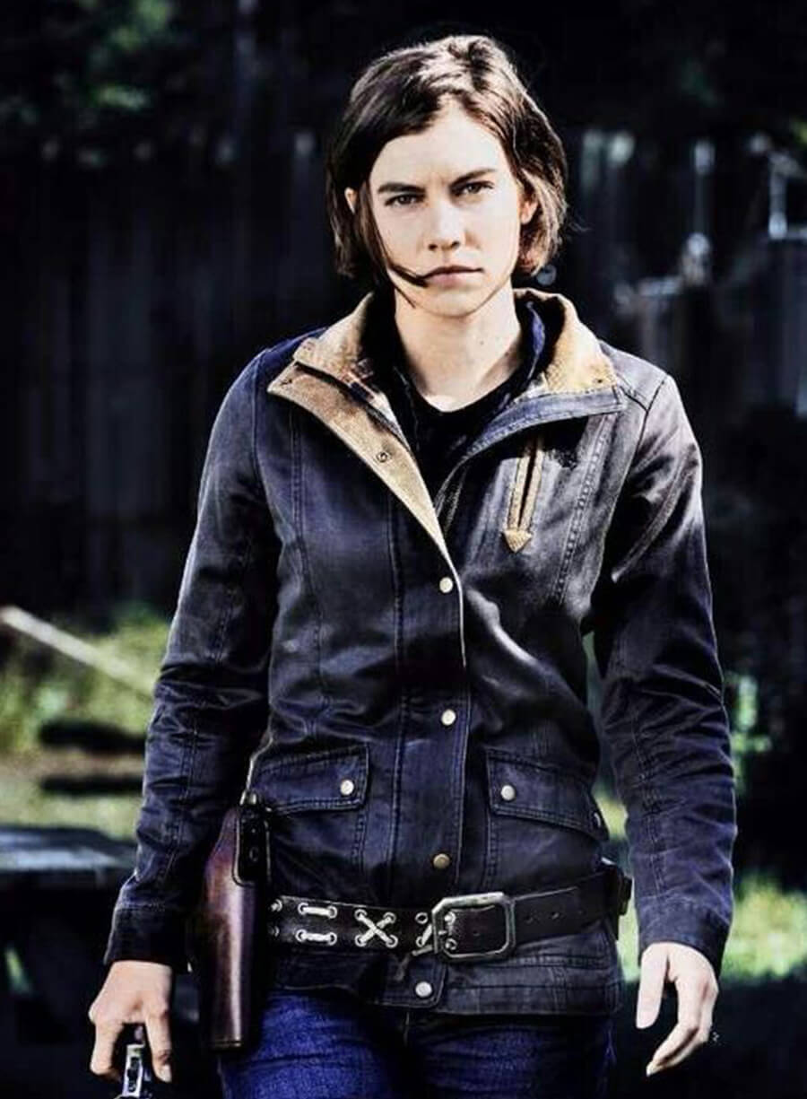 Harpoon Maggie Greene Inspired Blue Leather Jacket - The Walking Dead Series Style