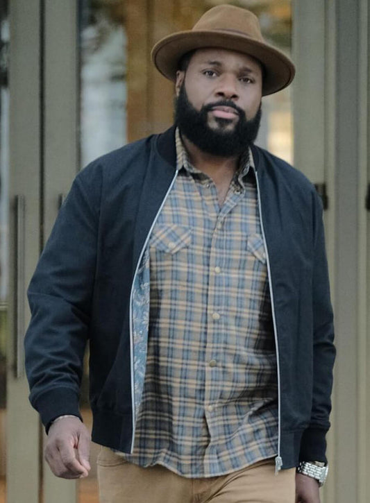 Harpoon Dr. AJ Austin Inspired Black Cotton Fabric Bomber Jacket - The Resident Style