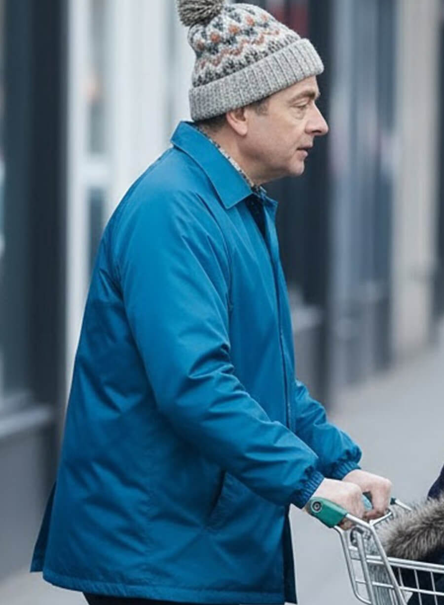 Harpoon Trevor Bingley Inspired Blue Leather Jacket - Man VS Baby S01 Style