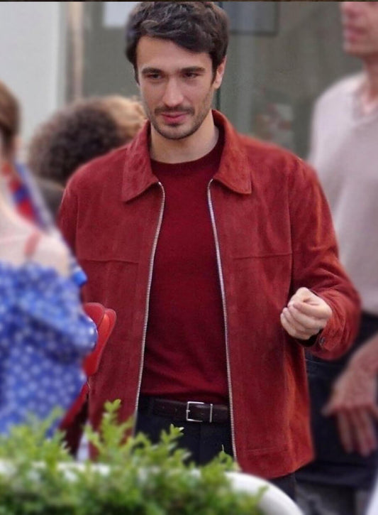 Harpoon Marcello Inspired Red Leather Jacket - Emily in Paris S04 Style