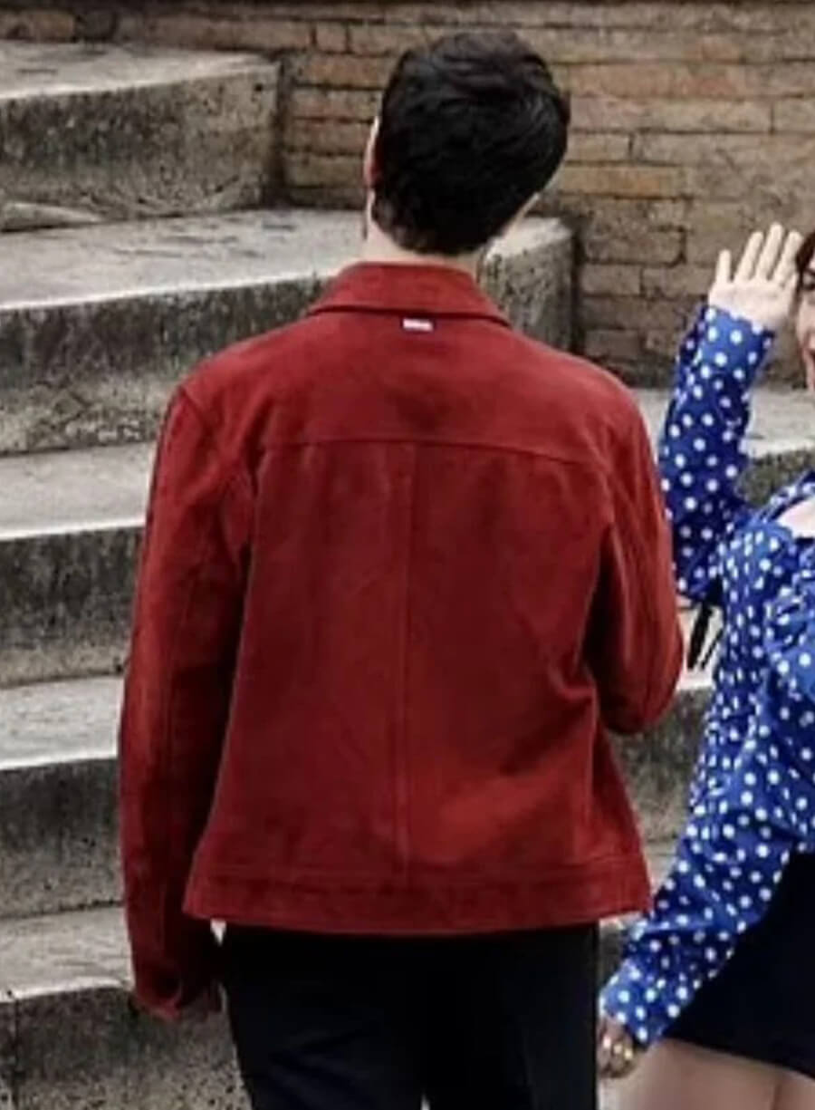Harpoon Marcello Inspired Red Leather Jacket - Emily in Paris S04 Style