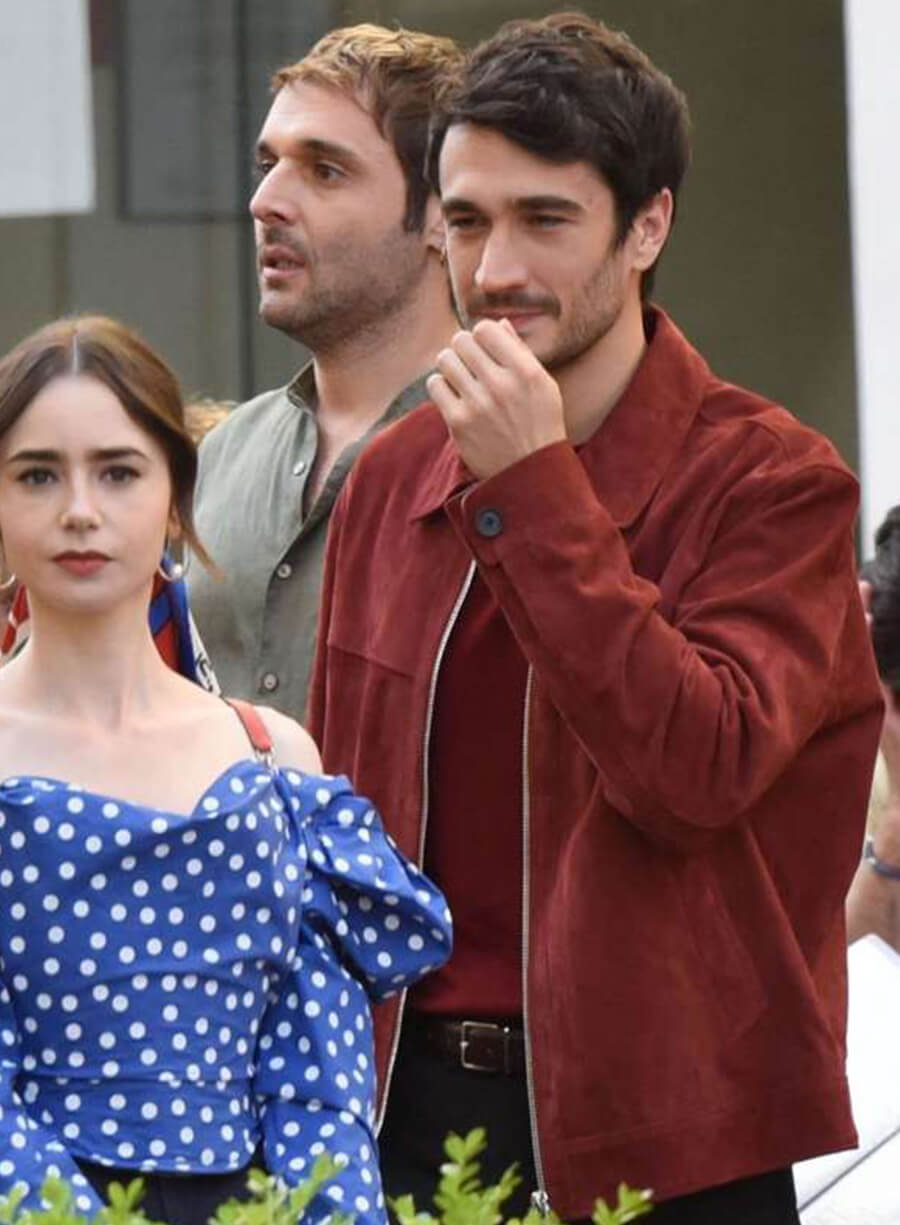 Harpoon Marcello Inspired Red Leather Jacket - Emily in Paris S04 Style