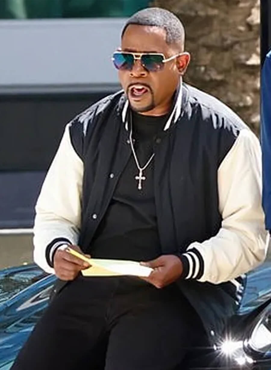 Harpoon Marcus Miles Burnett Inspired Black and White Wool and Faux Leather Varsity Jacket - Bad Boys Ride or Die Style