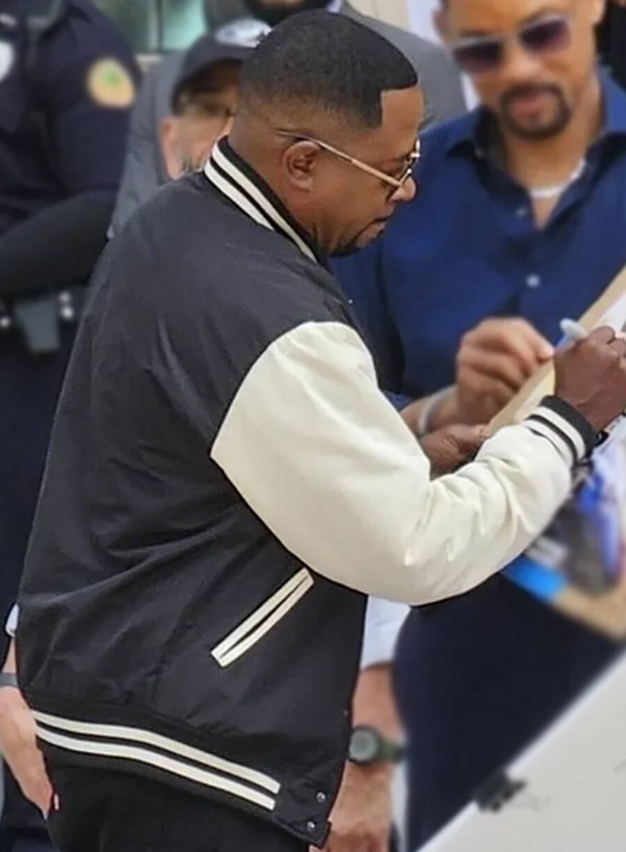 Harpoon Marcus Miles Burnett Inspired Black and White Wool and Faux Leather Varsity Jacket - Bad Boys Ride or Die Style