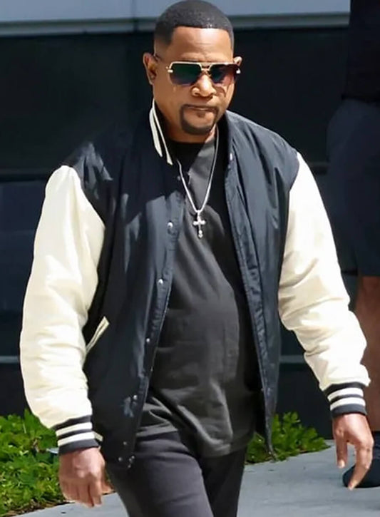 Harpoon Marcus Miles Burnett Inspired Black and White Wool and Faux Leather Varsity Jacket - Bad Boys Ride or Die Style