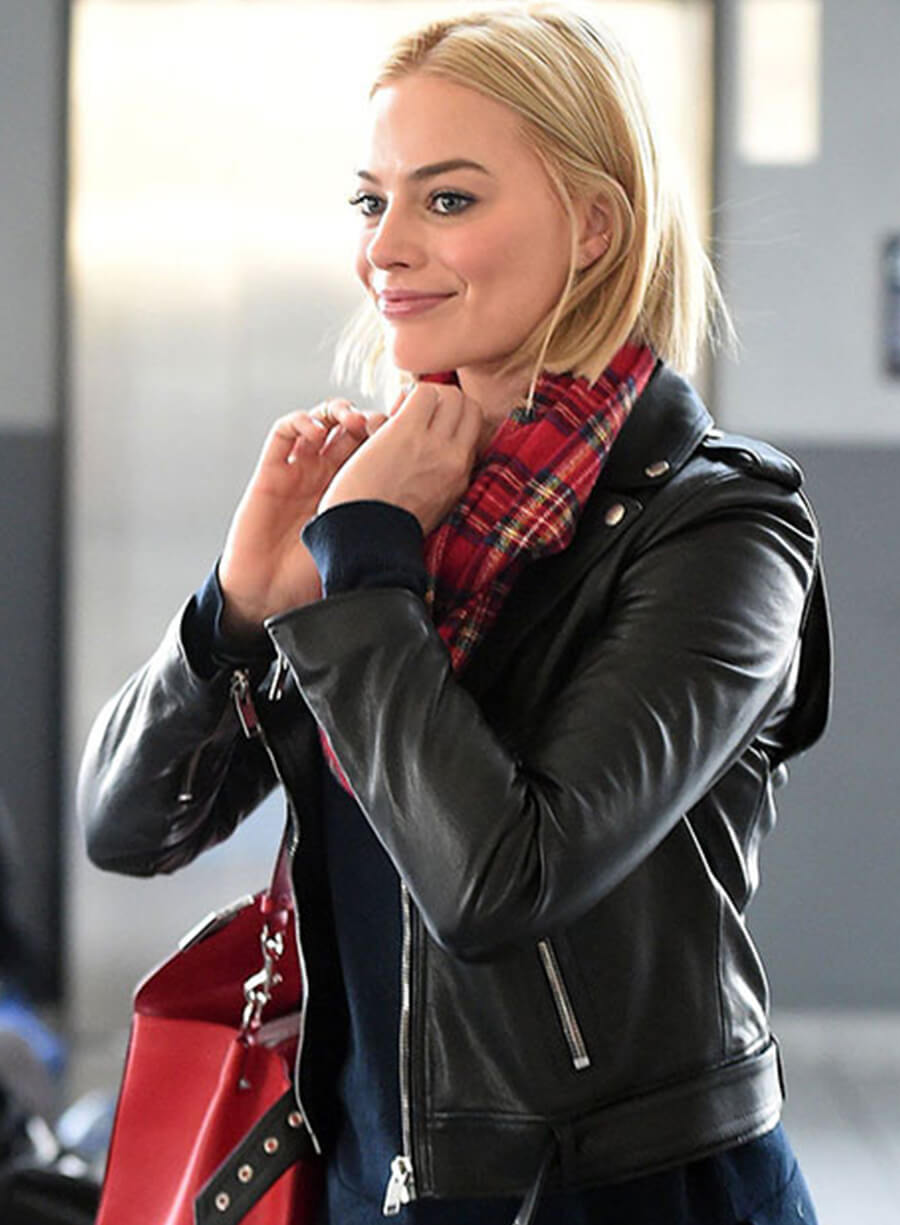 Harpoon Margot Robbie Inspired Black Leather Jacket