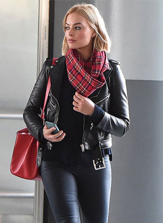 Harpoon Margot Robbie Inspired Black Leather Jacket