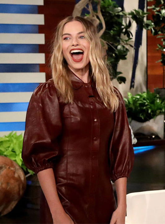 Harpoon Margot Robbie Dress Inspired Brown Leather Jacket