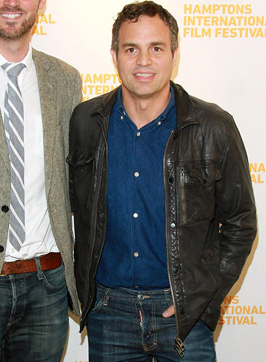 Harpoon Mark Ruffalo Inspired Black Real Leather Leather Jacket