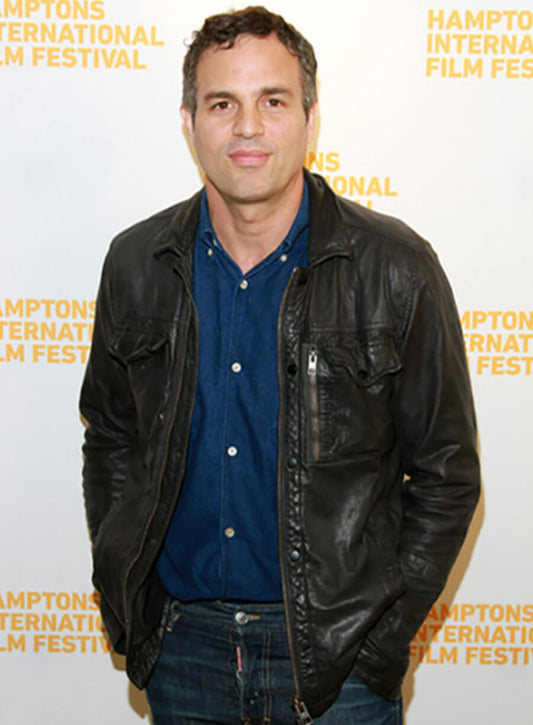 Harpoon Mark Ruffalo Inspired Black Real Leather Leather Jacket