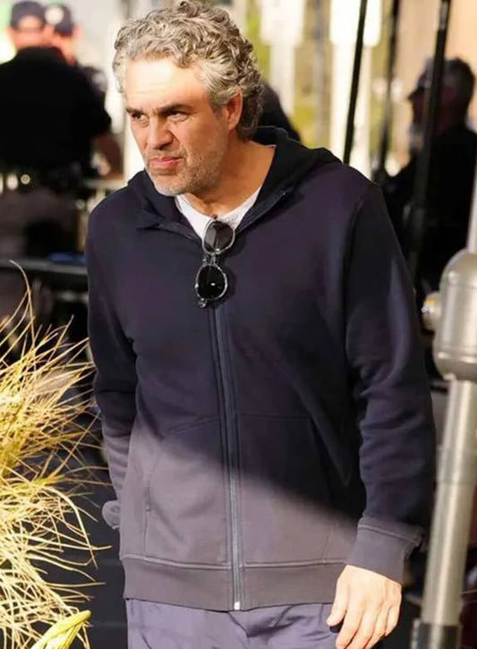 Harpoon Lou Lubesnick Inspired Blue Hooded Jacket - Crime 101 Style