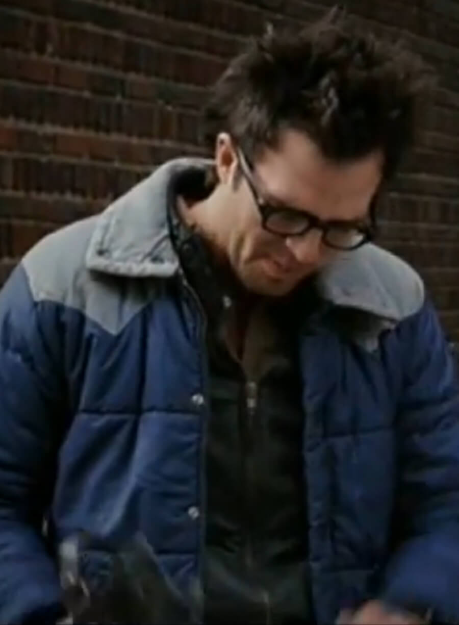 Harpoon Stan Inspired Blue Parachute Fabric Leather Jacket - Eternal Sunshine of the Spotless Mind Style