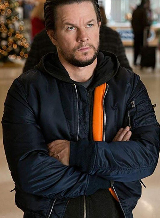 Harpoon Mark Wahlberg Parachute Inspired Blue Parachute Leather Jacket
