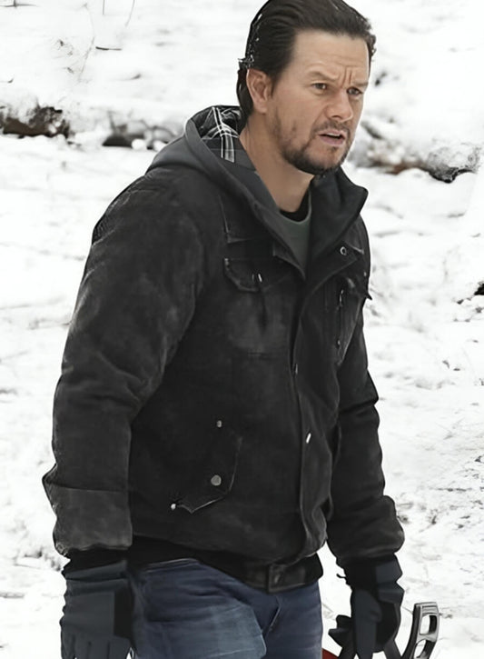Harpoon Mark Wahlberg Inspired Black Suede Leather Leather Jacket - Daddy's Home 2 Style