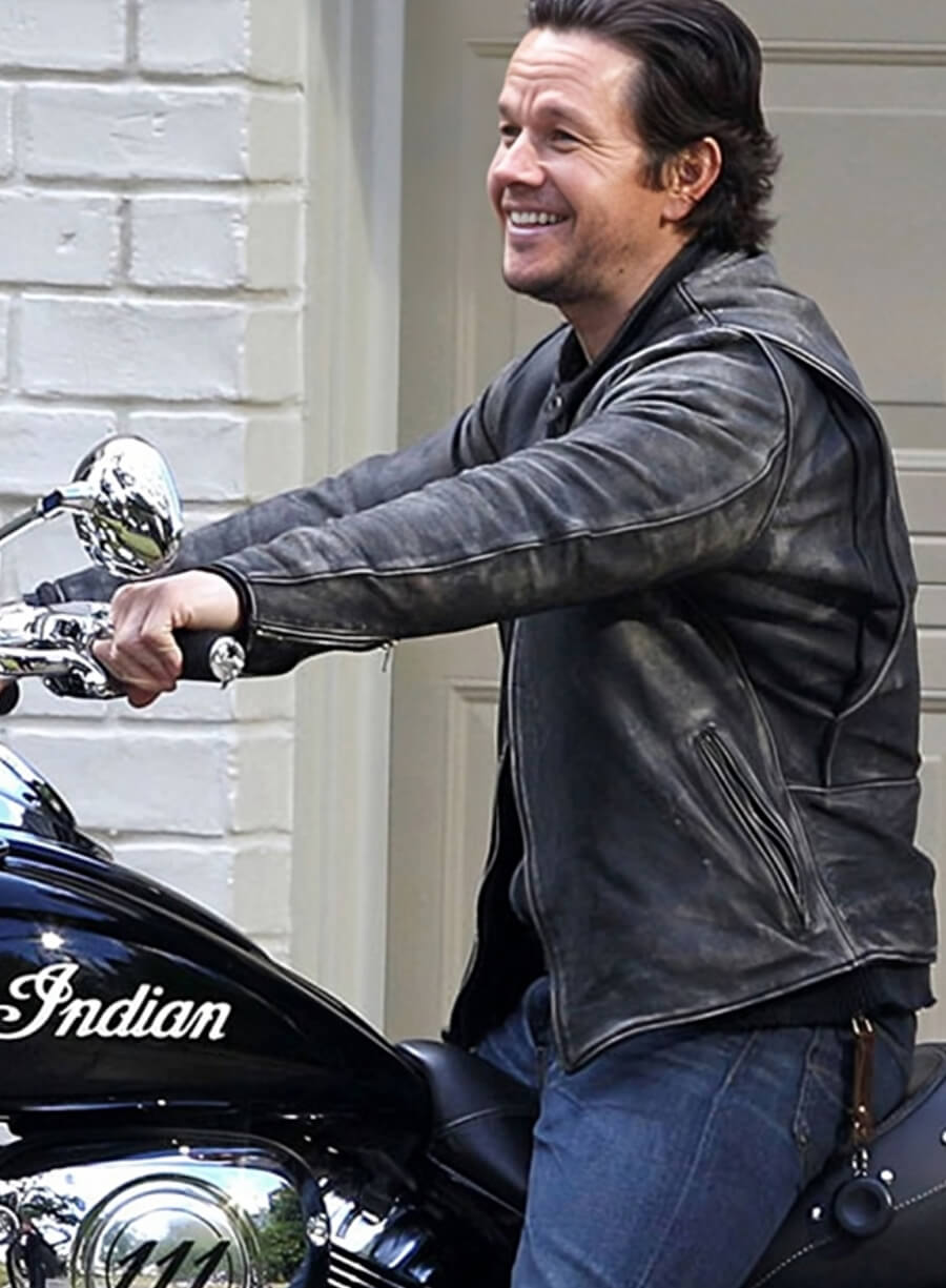 Harpoon Mark Wahlberg Inspired Black Real Leather Leather Jacket - Daddy's Home Tv Series Style