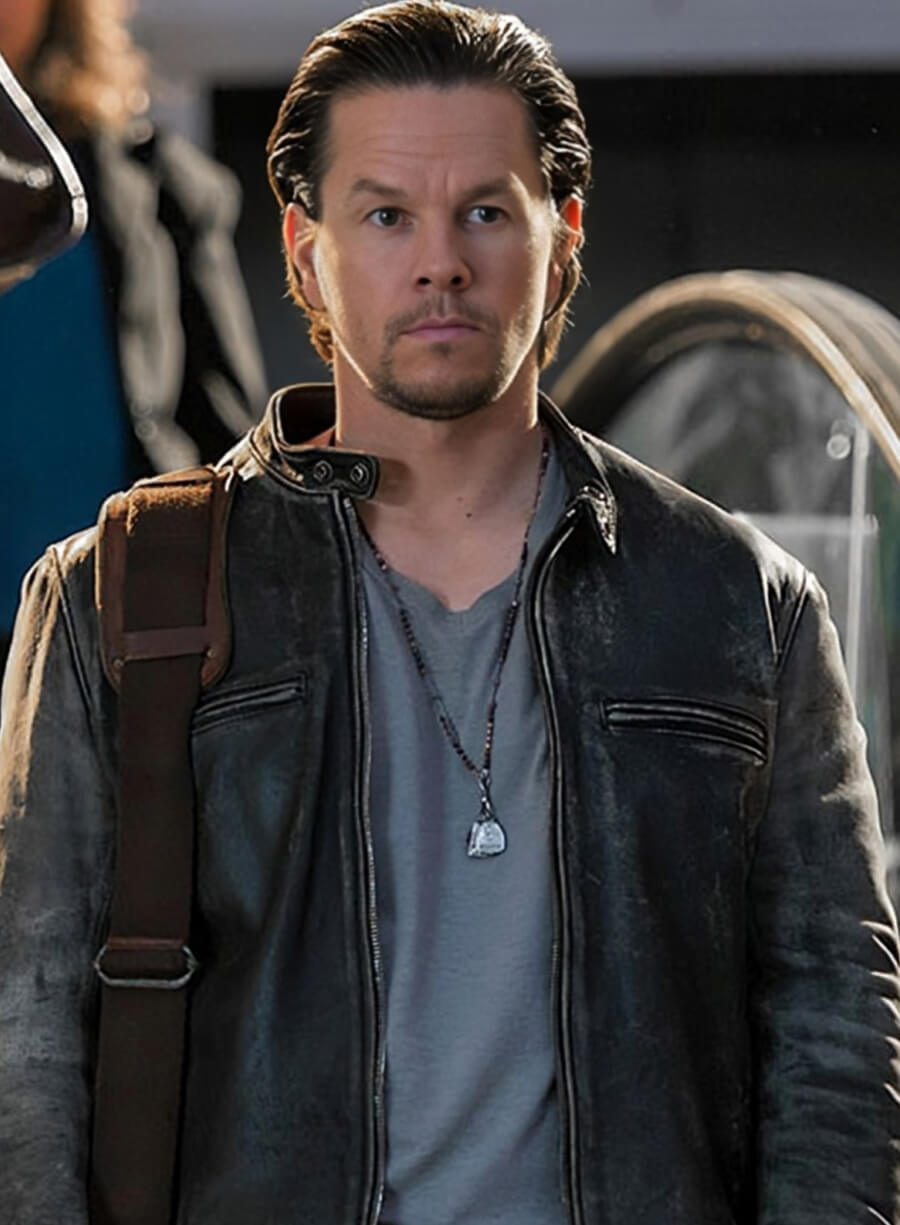 Harpoon Mark Wahlberg Inspired Black Real Leather Leather Jacket - Daddy's Home Tv Series Style