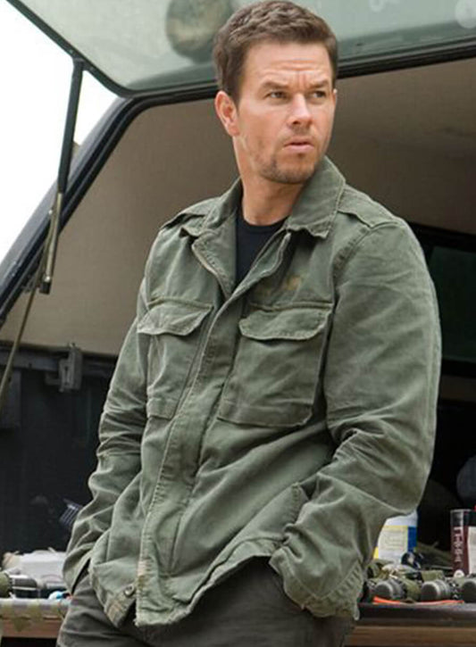 Harpoon Mark Wahlberg Inspired Green Cotton Fabric Cotton Jacket - Mile 22 Movie Style