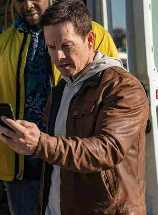 Harpoon Mark Wahlberg Inspired Brown Real Leather Leather Jacket - Spenser Confidential Movie Style
