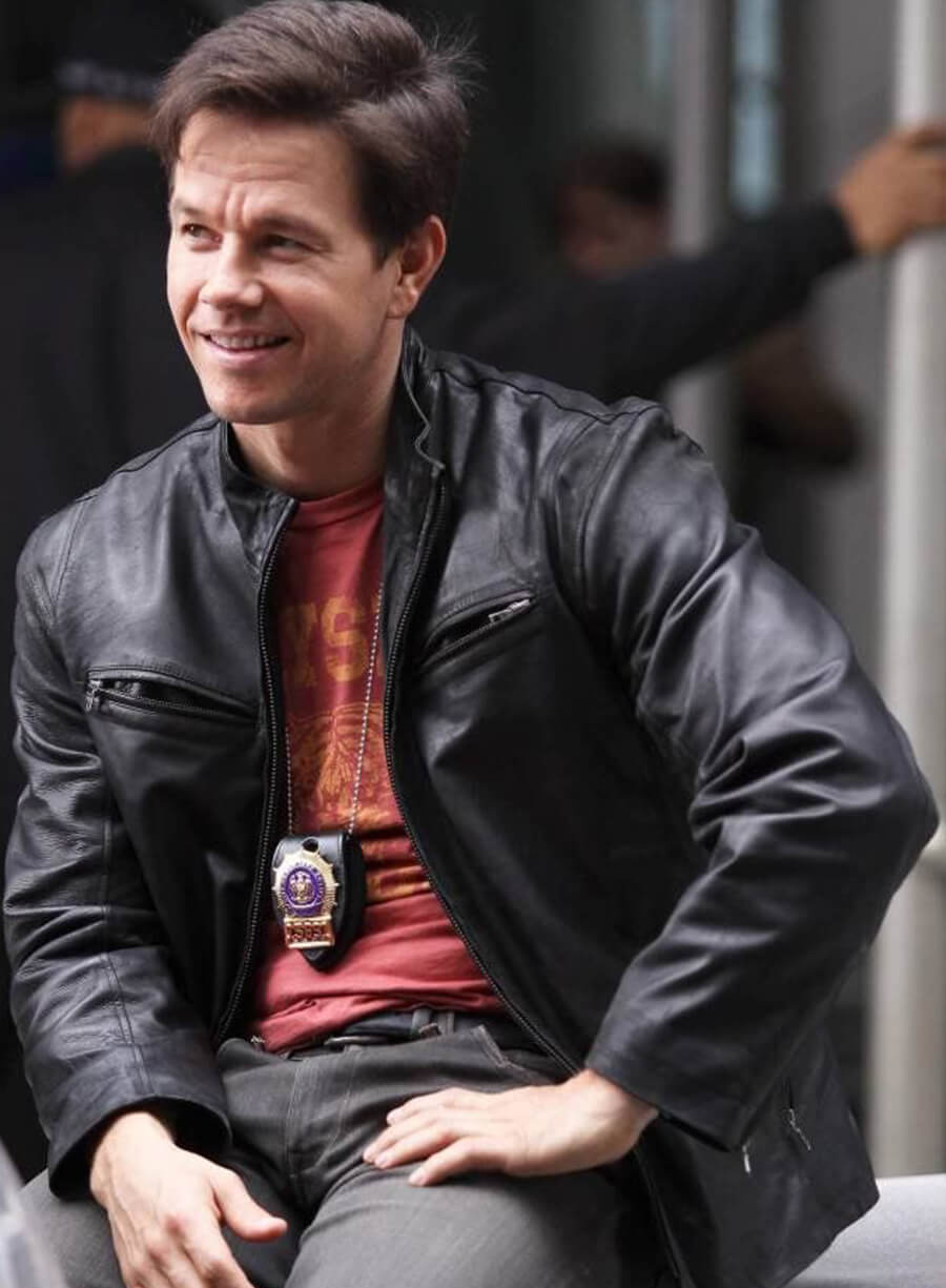 Harpoon Mark Wahlberg Inspired Black Real Leather Leather Jacket - The Other Guys Tv Series Style