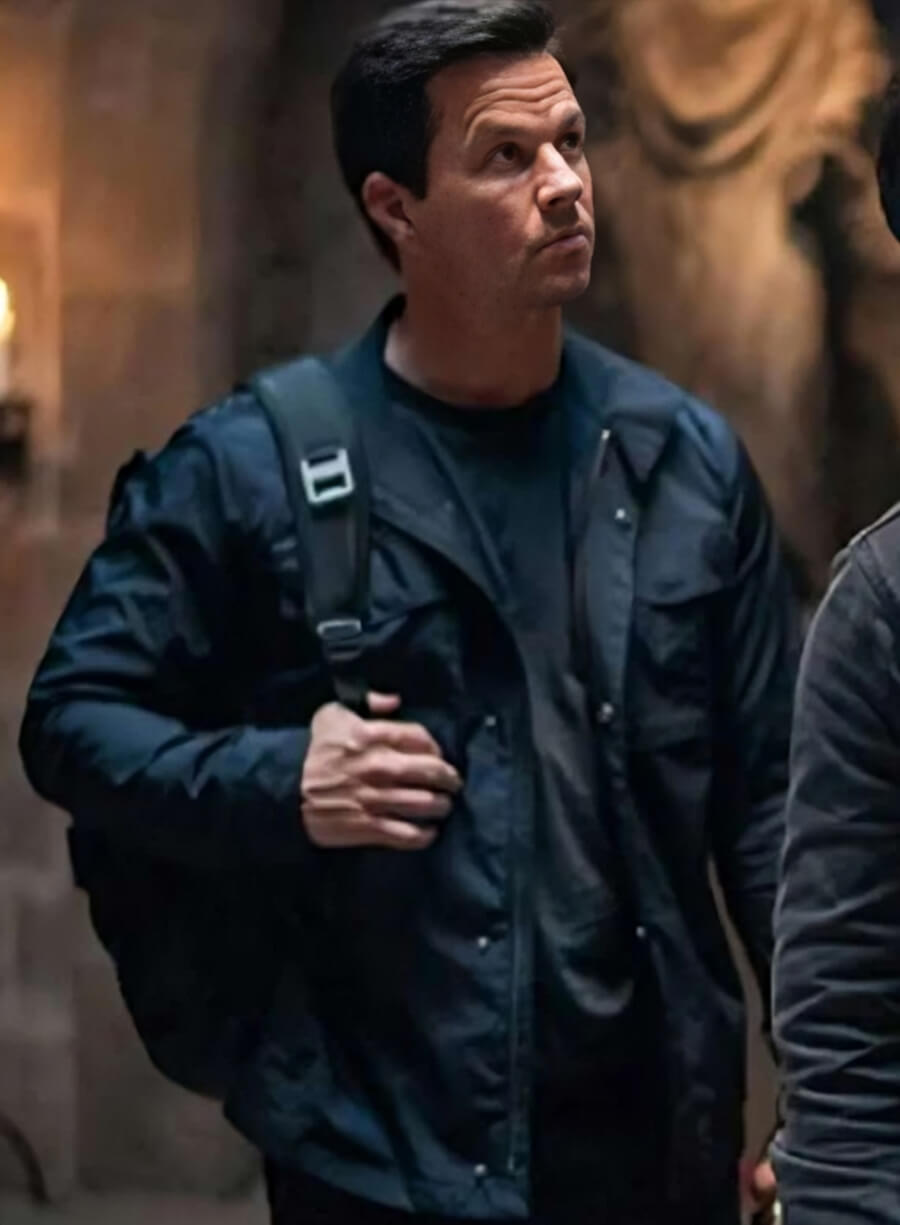 Harpoon Mark Wahlberg Inspired Black Cotton Fabric Cotton Jacket - Uncharted Movie Style