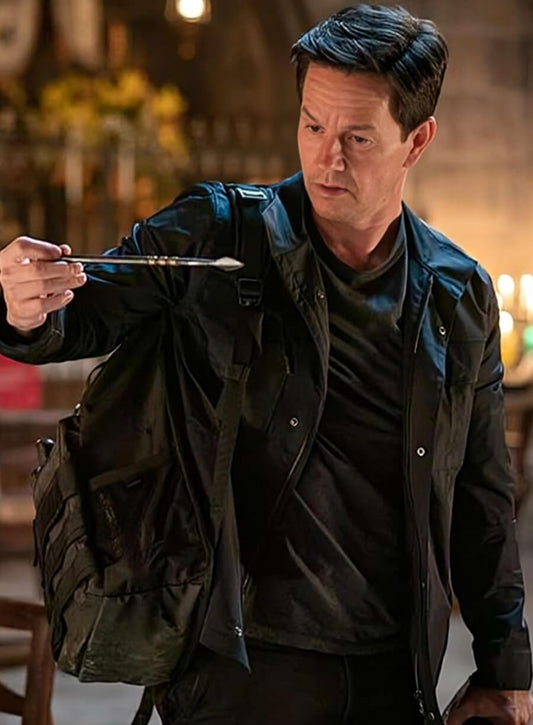 Harpoon Mark Wahlberg Inspired Black Cotton Fabric Cotton Jacket - Uncharted Movie Style