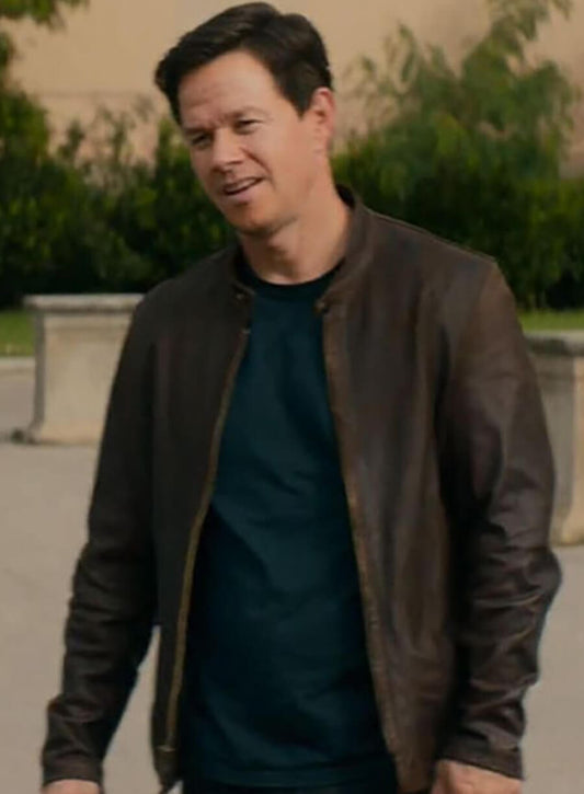 Harpoon Mark Wahlberg Inspired Brown Real Leather Leather Jacket - Uncharted Movie Style