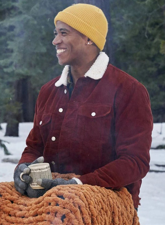 Harpoon Markelle Smith Inspired Maroon Leather Jacket - 12 Dates of Christmas Style
