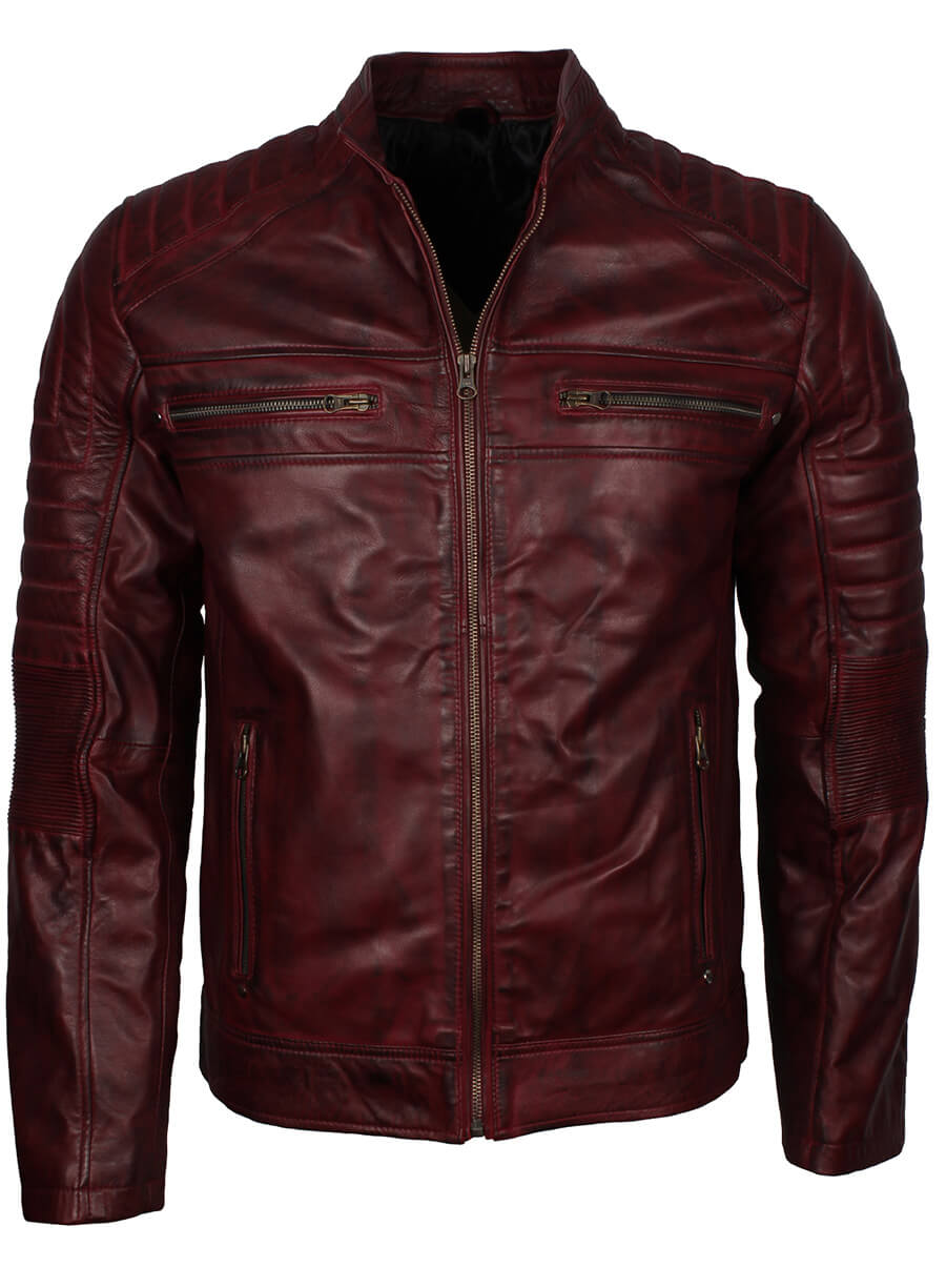 Harpoon Maroon Men's Inspired Maroon Cafe Racer Jacket