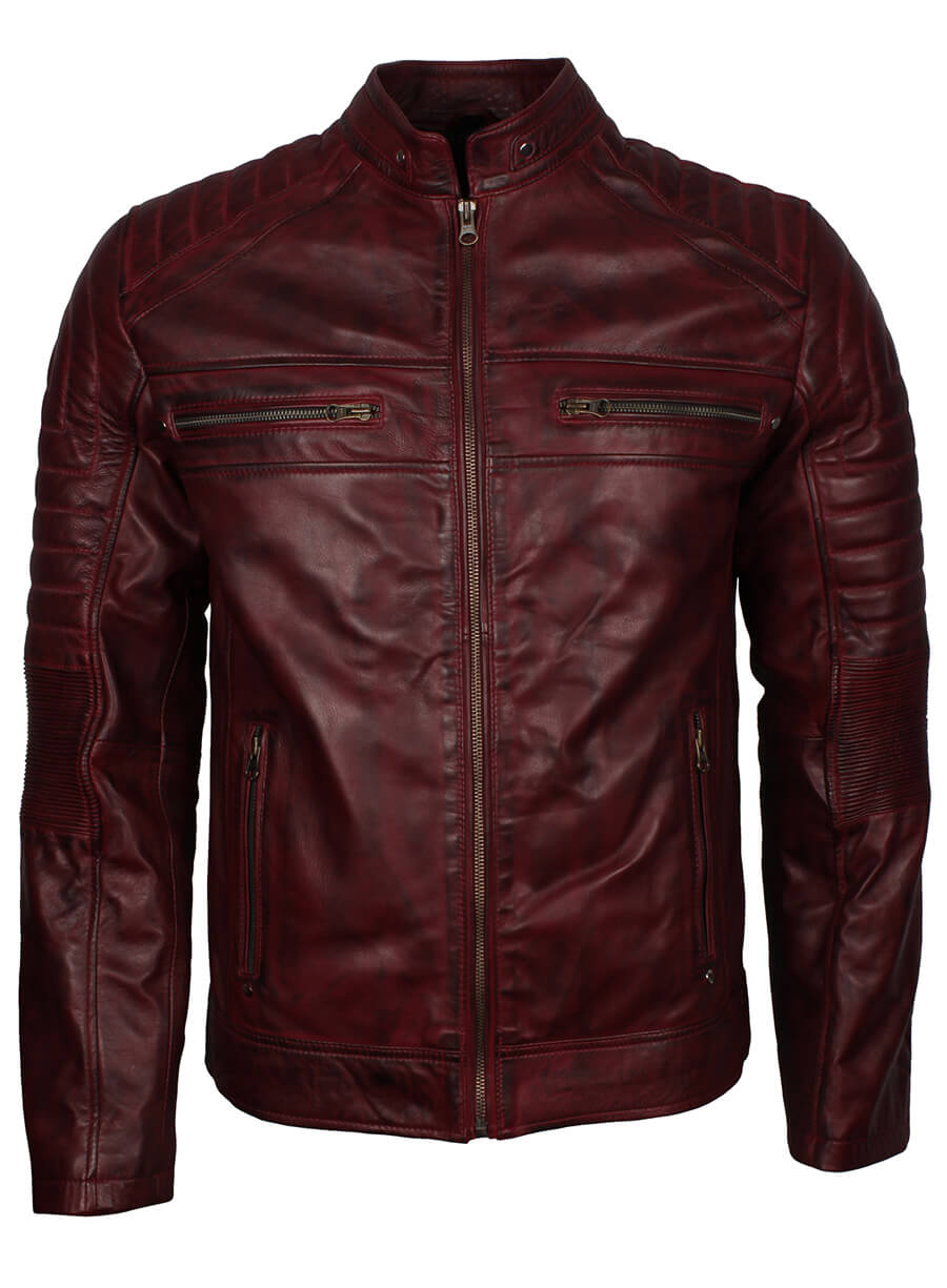 Harpoon Maroon Men's Inspired Maroon Cafe Racer Jacket