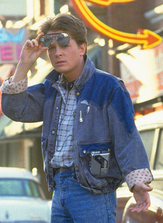 Harpoon Michael J. Fox Inspired Blue Denim Jacket - Back to the Future Style