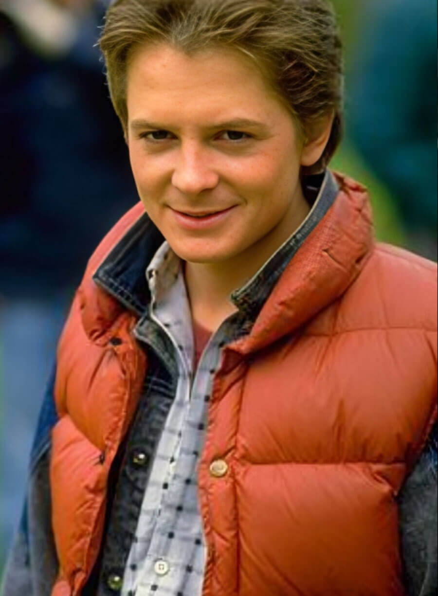 Harpoon Michael J. Fox Inspired Red Parachute Leather Jacket - Back to the Future Style