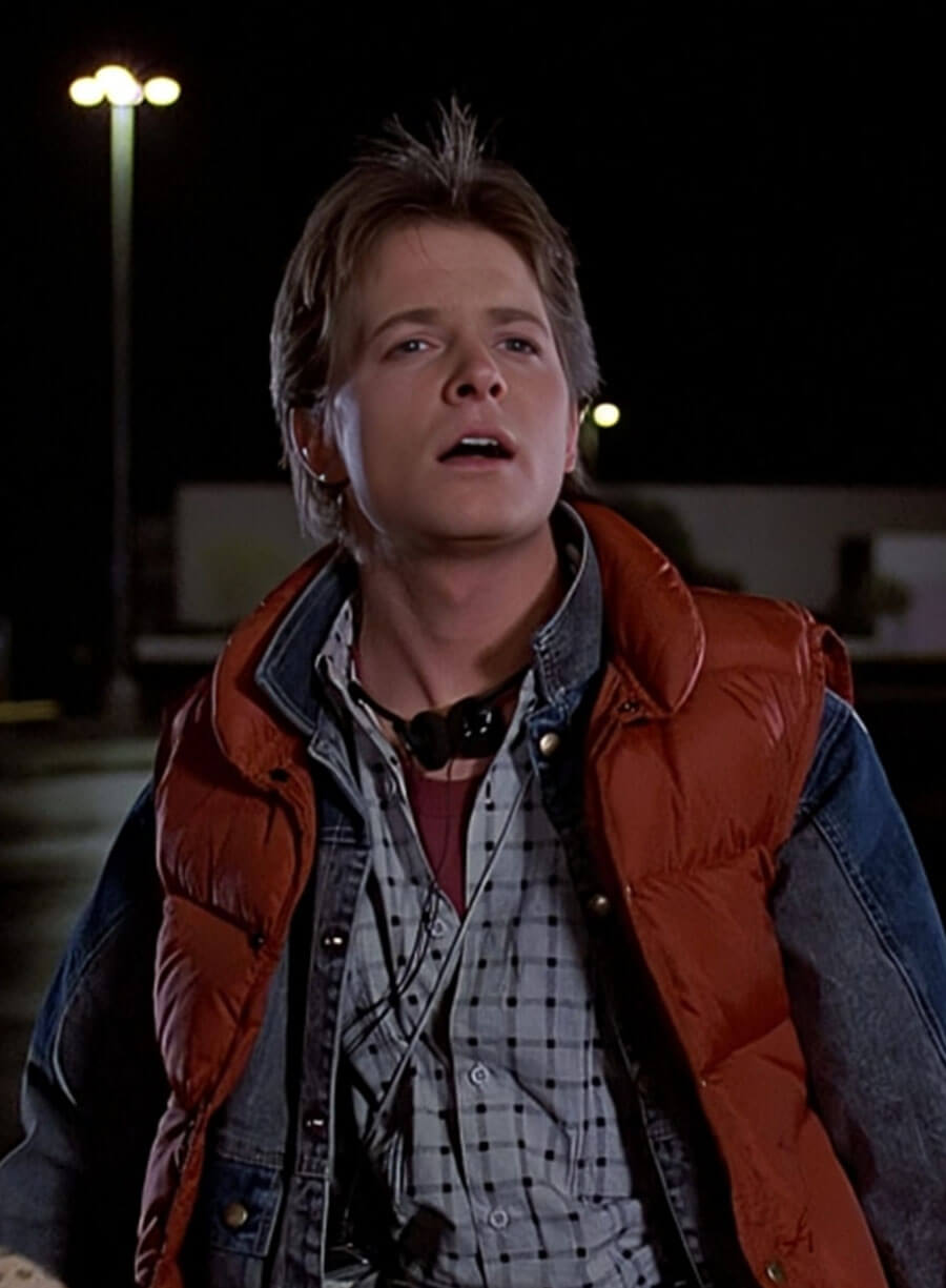 Harpoon Michael J. Fox Inspired Red Parachute Leather Jacket - Back to the Future Style
