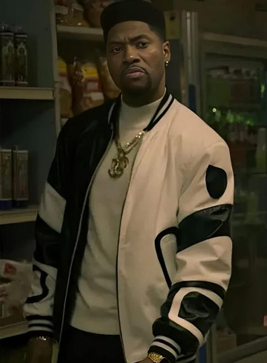 Harpoon Marvin Thomas Inspired Black & White Bomber Jacket - Power Book III Raising Kanan Style