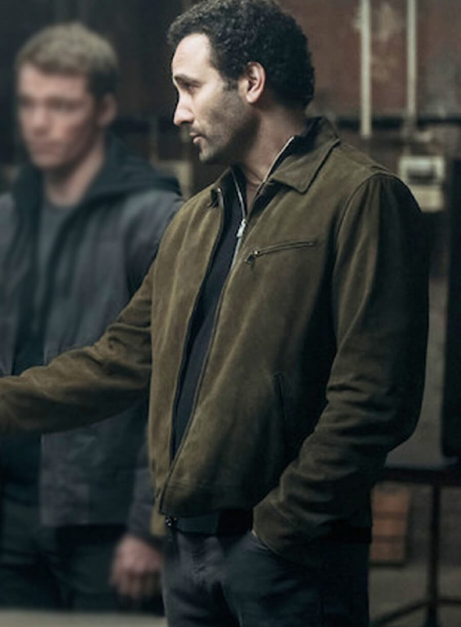 Harpoon Sami Saidi Inspired Olive Green Leather Jacket - The Night Agent S02 Style