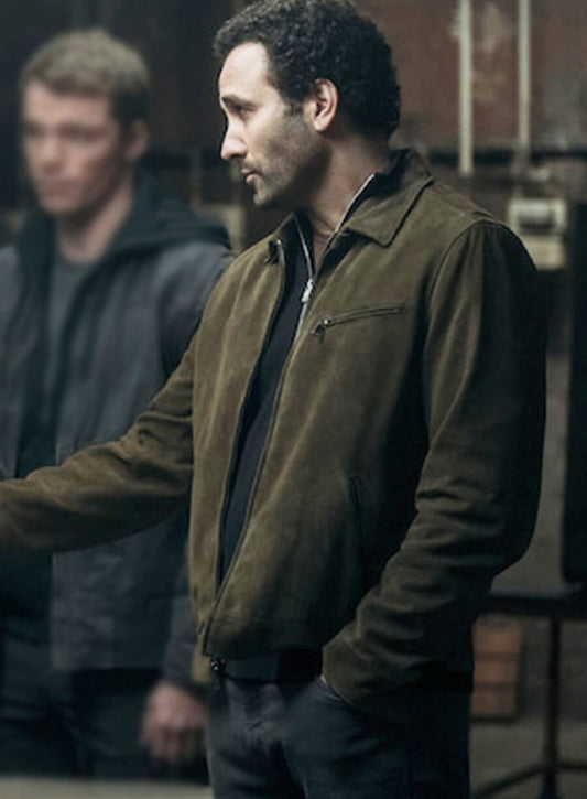 Harpoon Sami Saidi Inspired Olive Green Leather Jacket - The Night Agent S02 Style