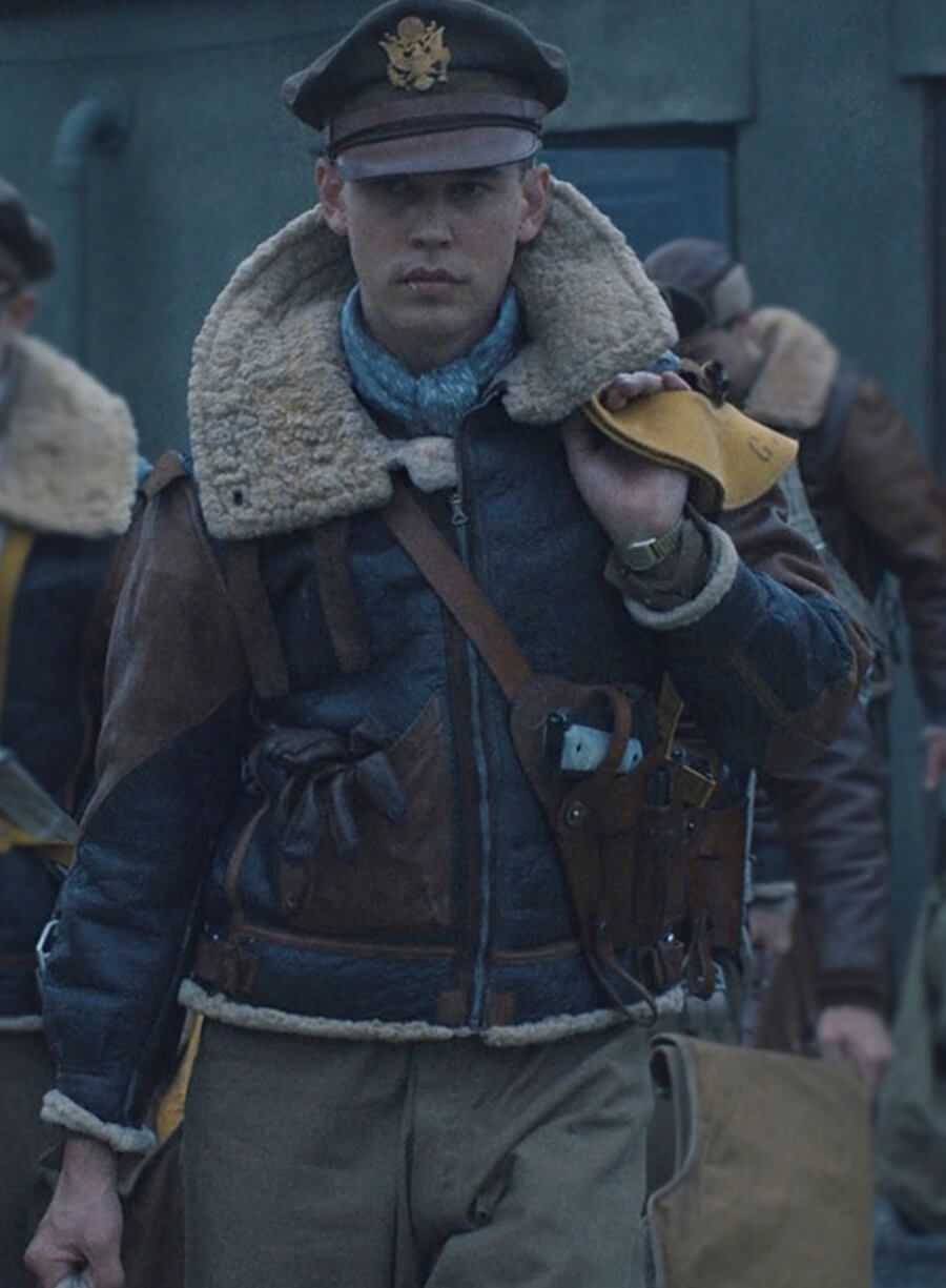 Harpoon Major Gale Cleven Inspired Black & Brown Leather Jacket - Masters Of The Air Style