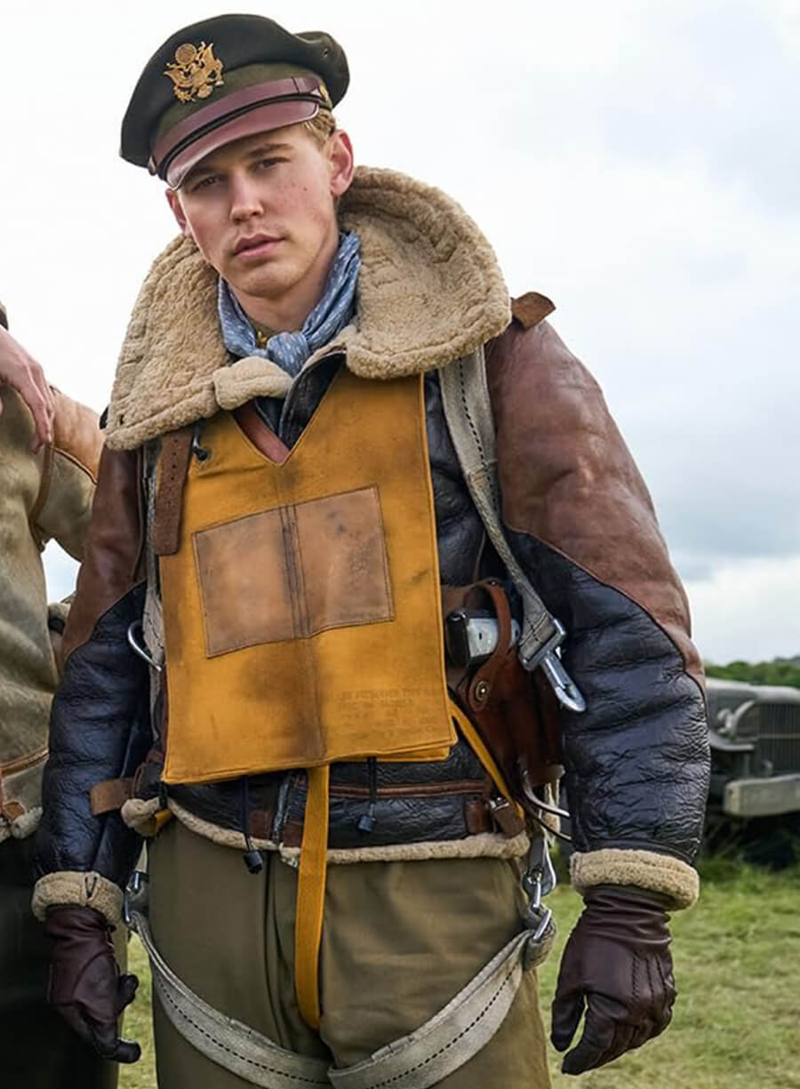 Harpoon Major Gale Cleven Inspired Black & Brown Leather Jacket - Masters Of The Air Style