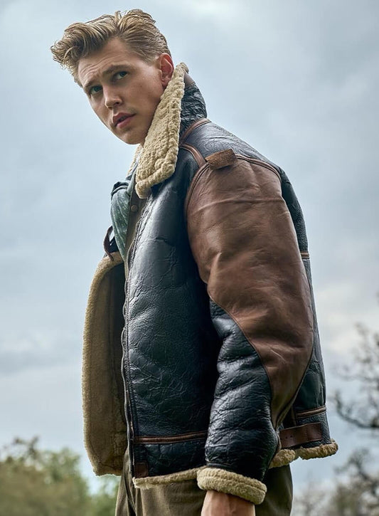 Harpoon Major Gale Cleven Inspired Black & Brown Leather Jacket - Masters Of The Air Style